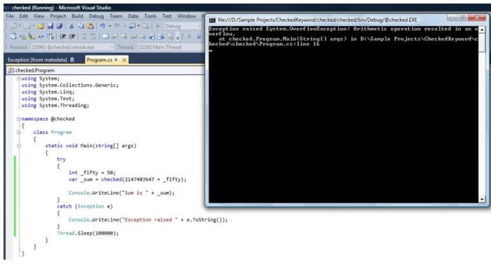 program code and output